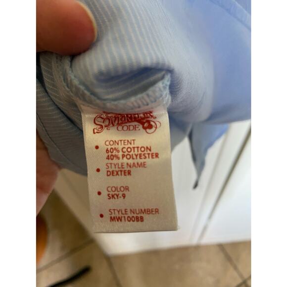 Sovereign‎ Code Boys Shirt Size Medium Blue Striped Dress Dexter Long Sleeve - Picture 4 of 6